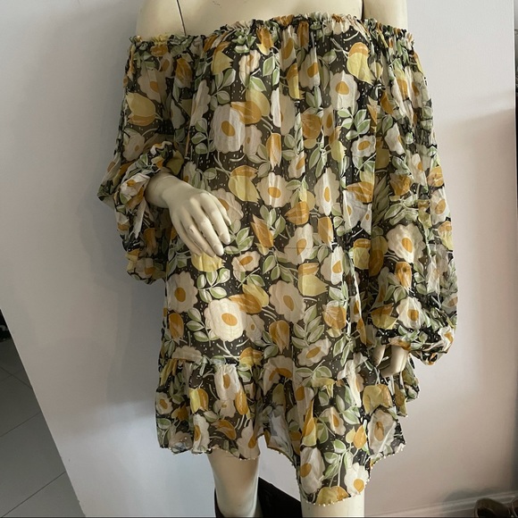 Floral Kate moss x top shop flowy bohemian style peasant long sleeve dress - Picture 4 of 13